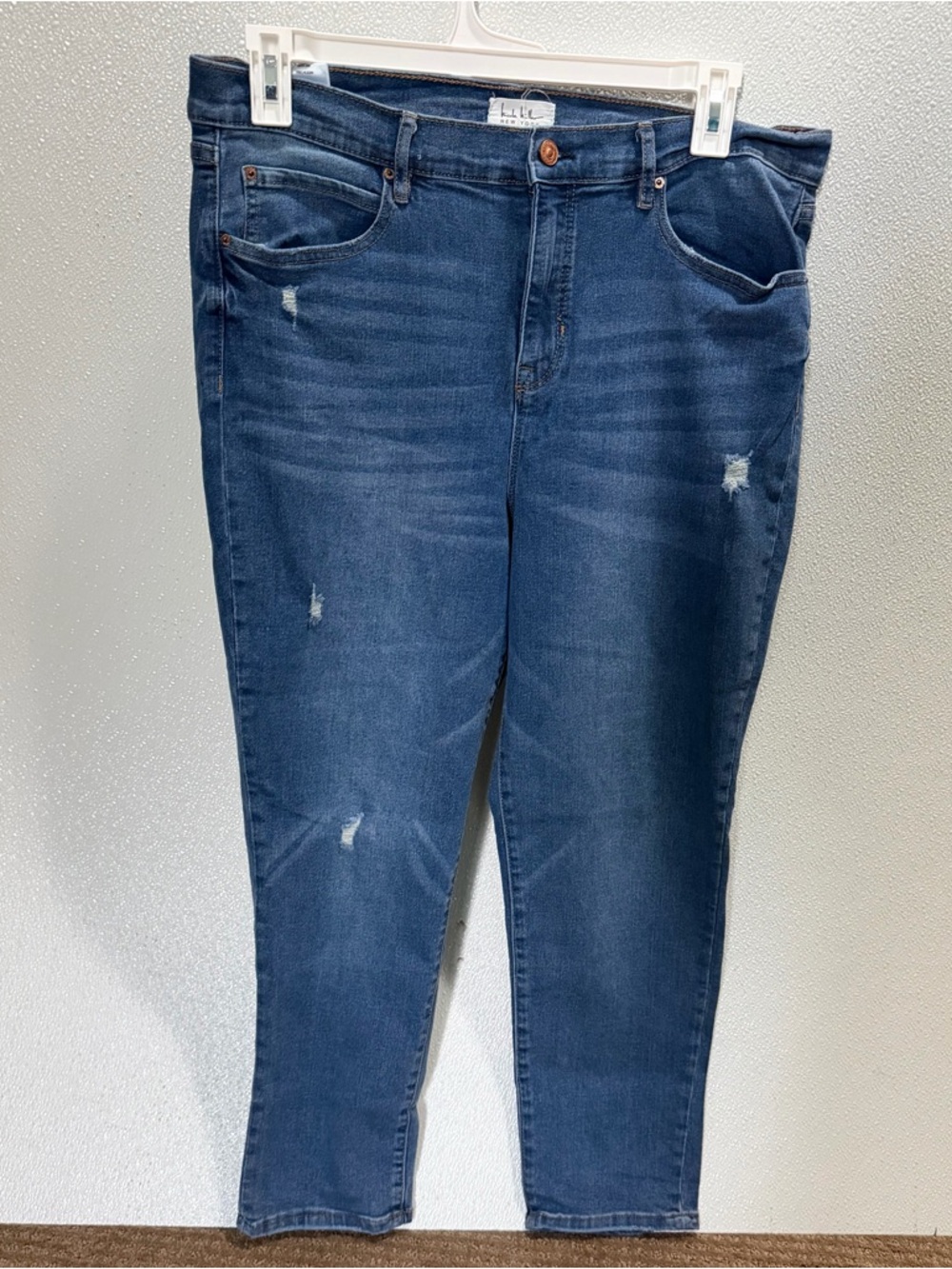 Dark Blue Distressed Denim Jeans